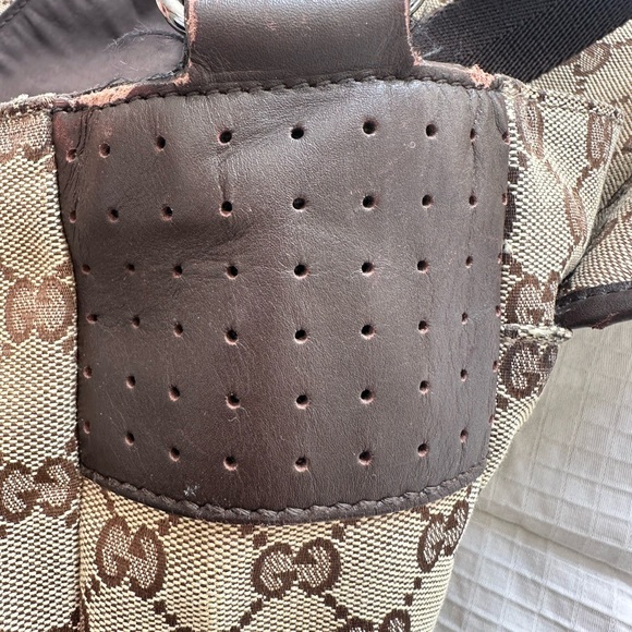 GUCCI GG CANVAS LEATHER MESSENGER BAG BROWN UNISEX ITALY - Picture 4 of 7